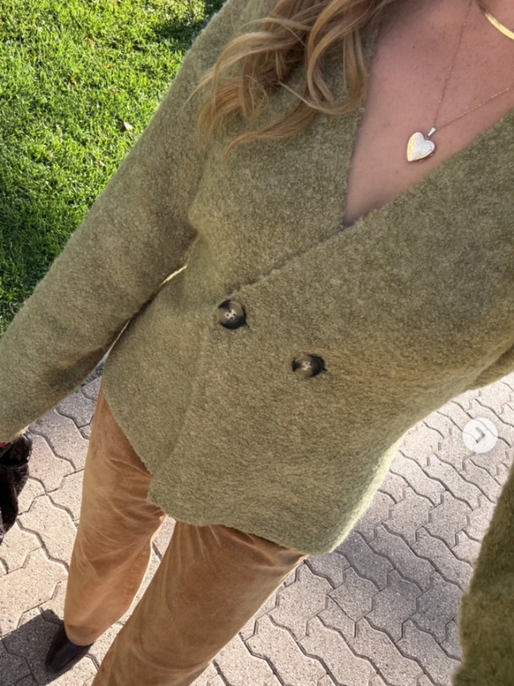 JOE FRESH - Yellow Green Boucle Cozy Double-Breasted Cardigan - Size XL - Picture 4 of 16